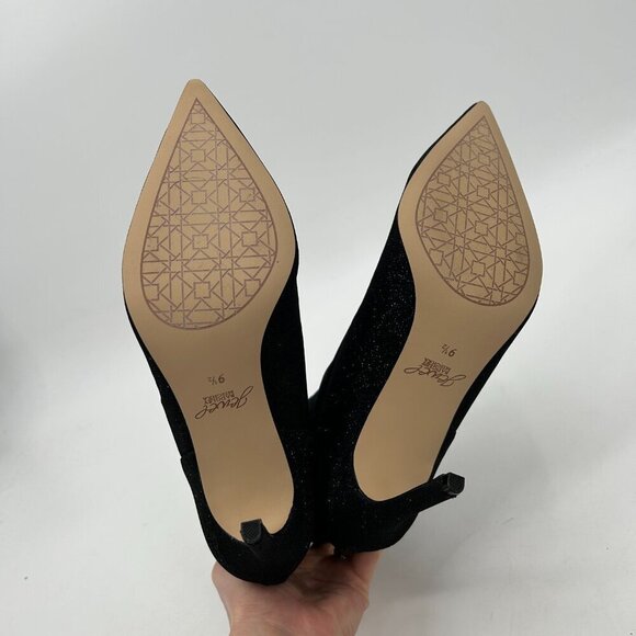 BADGLEY MISCHKA Jewel Black Sparkle Glitter Stretch Pointed Stiletto Booties 9.5 - Picture 9 of 10